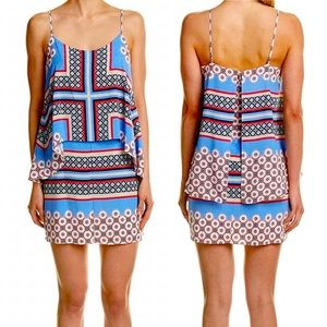 1. STATE New blue floral popover sheath dress sz M